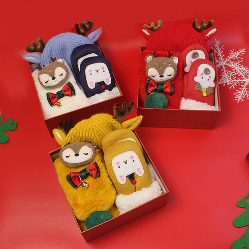 Children's Set of Christmas Scarf, Gloves and Beanie